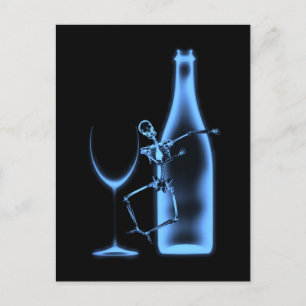 Ray Celebration Skeleton & Wine - Blau Postkarte