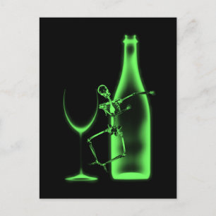 Ray Celebration Skeleton & Wine - Green Postkarte