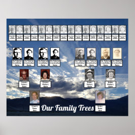 Ray-Like Clouds Photo Deux Arbres Familiaux Poster