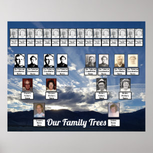 Ray-Like Clouds Photo Deux Arbres Familiaux Poster