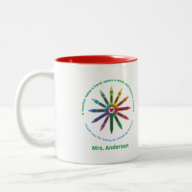 Ray of Crayons / Lehrerbewertung Zweifarbige Tasse (Links)