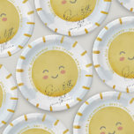Ray of Sunshine Clouds Boy Blue Baby Shower Pappteller<br><div class="desc">Entworfen,  um meine Sunshine Baby Dusche Kollektion zu ergänzen. Mit einer Aquarellsonne mit weichen rosa Wolken und dem Header "Unser kleiner Sonnenschein-Regen" in handgeschriebener Typografie. Wenn Sie eine andere Farbe oder ein zusätzliches Stück,  das nicht in der Sammlung ist,  bitte lass mir wissen (Maria),  ich bin gerne zu helfen!</div>