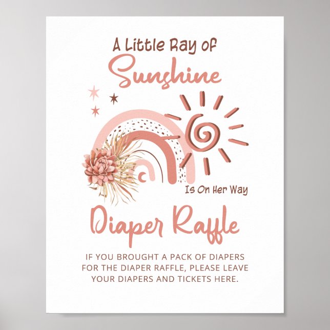 Ray of Sunshine Girl Baby Shower Diaper Raffle Poster (Vorne)