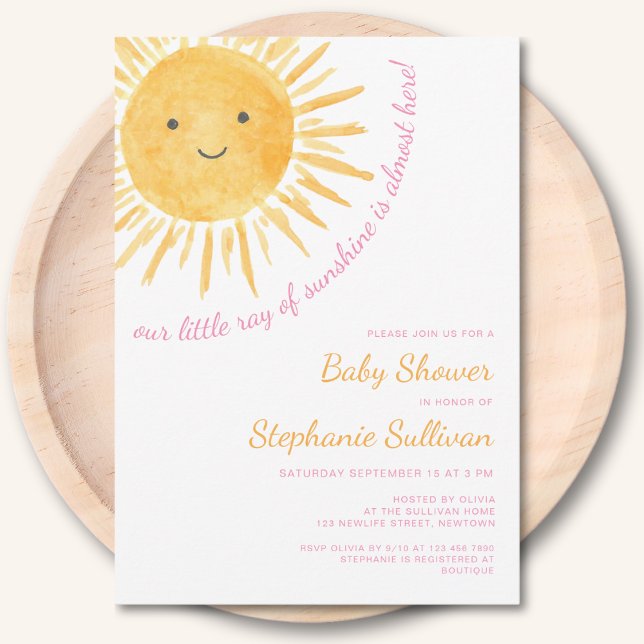Ray of Sunshine Girl Baby Shower Einladung (Von Creator hochgeladen)