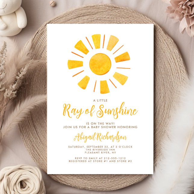 Ray of Sunshine Yellow Orange Baby Shower Einladung (Von Creator hochgeladen)