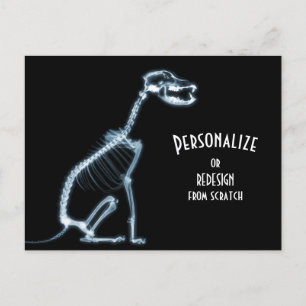 Ray Skeleton Dog - Blau Postkarte