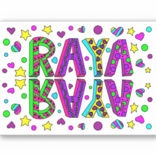 Raya, der Name Raya Hand gezeichnet Whimsical Styl Aufkleber