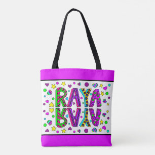 Raya, Mädchenname Herz und Sterne Farbenfrohe Tasc Tasche