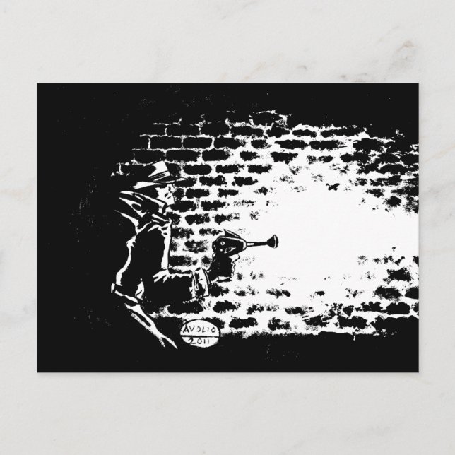 Raygun Noir Postcard, Kunstwerk von Michael Avolio Postkarte (Vorderseite)