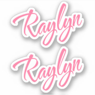 Raylyn name rosa kursive Beschriftung x2 Aufkleber