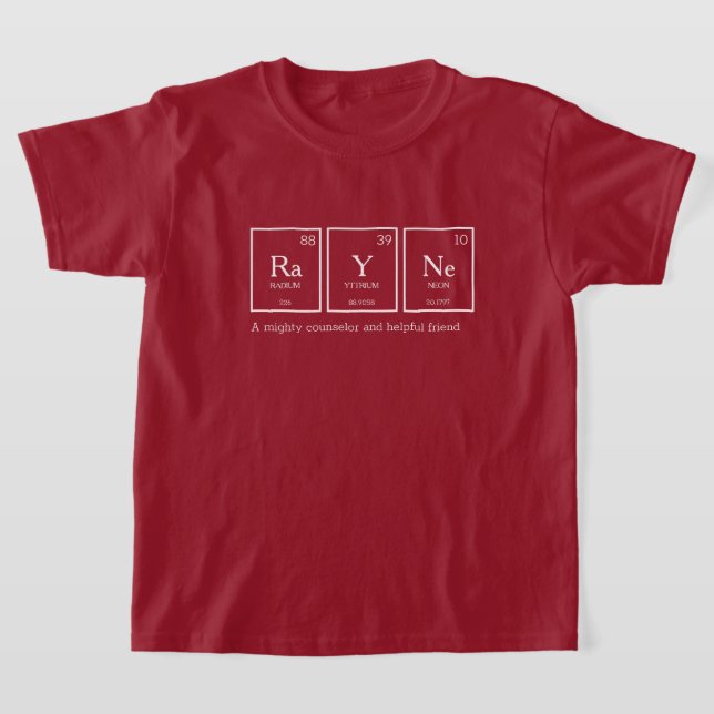 Rayne-Name bedeutet die Chemie von Tabellenelement T-Shirt (Ablage )