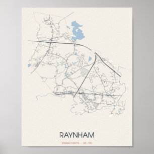 Raynham Massachusetts Straßenkarte Poster