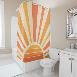Rayons de soleil rétro en rideau de douche orange