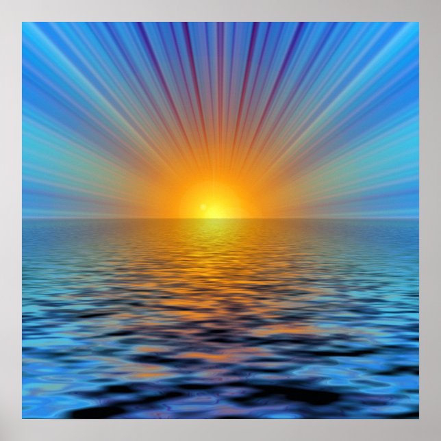 rays-687316 DIGITAL SUNRISE  OCEAN RIPPLES BACKGRO Poster (Vorne)