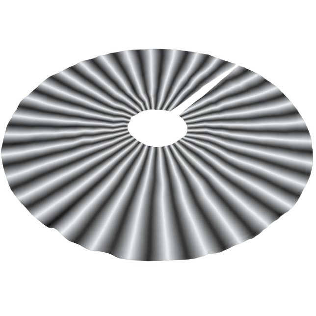 Rays in Black and White Polyester Weihnachtsbaumdecke (Schrägansicht)