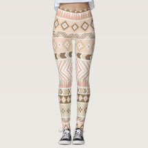 Rayure aztèque tribale beige Legging de sable rose