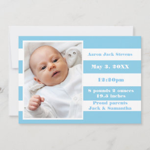 Rayure Bleue et Blanche - Faire-part de Naissance