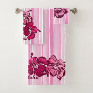 Rayure hawaïenne de ketmie d'aquarelle - rose