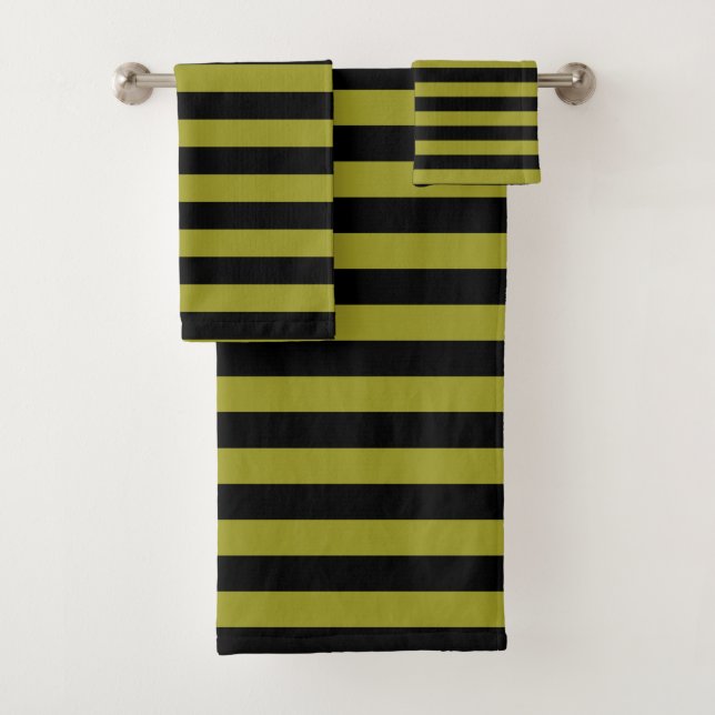 Rayure Horizontale Noir Et Vert Olive (En situation)