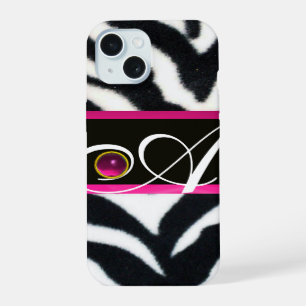RAYURE NOIR BLANC FOURRURE ZÈBRE FUCHSIA ROSE GEM