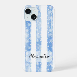 Rayures aquarelles bleues avec flocons de neige bl