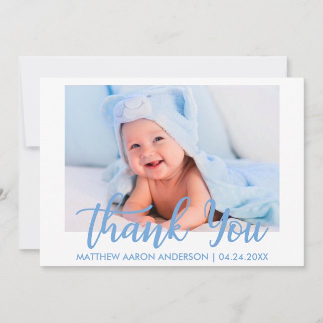 Rayures bleues bébé moderne de Merci de nouveau (Devant)