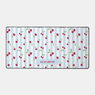 Rayures Bleues Cerise Personnalisées Rétro Mignonn