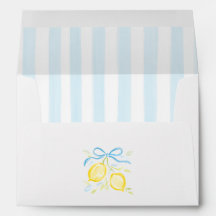 Rayures Bleues Clair Branches de Citron Avec un Nœ