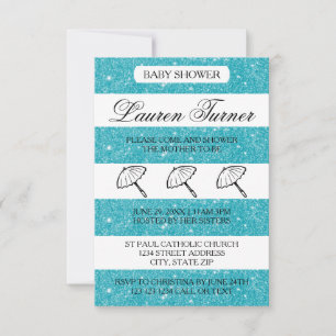 Rayures Bleues et Blanches - Invitation Baby Showe