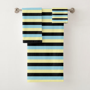 Rayures bleues jaune pâle, noires et en pastel
