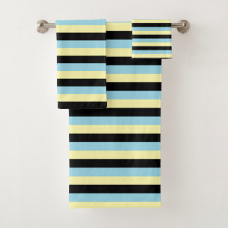 Rayures bleues jaune pâle, noires et en pastel