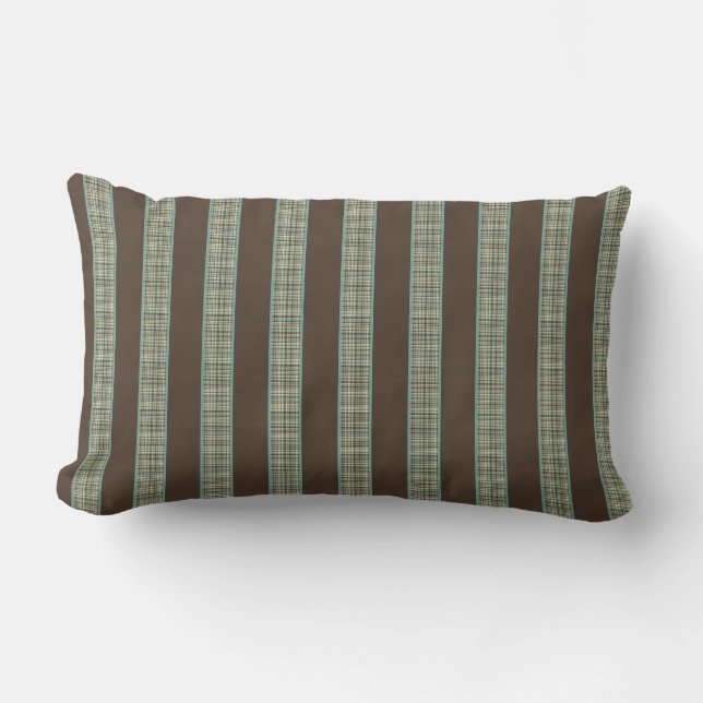 Rayures Brown et coussin vert de bois de charpente (Recto)