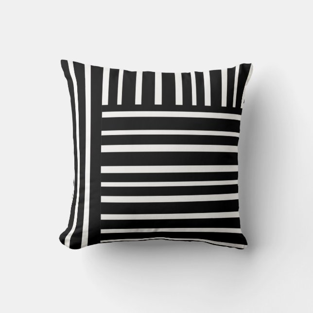 rayures chic moderne coussin audacieux noir et bla (Recto)