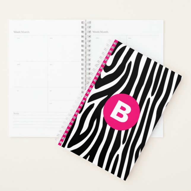 Rayures Classiques de Zèbre Monogramme Rose Clair (Devant avec enveloppe)