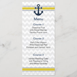 rayures de chevron, ancre, cartes de menu nautique