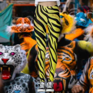 Rayures de Tigre Leggings Jaunes – Imprimé Animal 