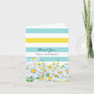 Rayures Girly d'Aqua avec le Merci jaune de