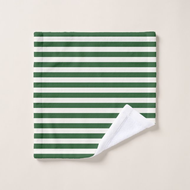 Rayures Intemporelles Vert Foncé (Gant de toilette)