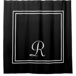 Rayures noir et blanc Monogramme Douche rideau