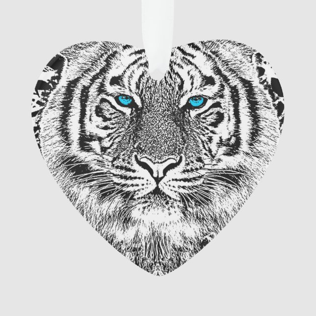 Rayures noires et blanches de tigre d'yeux bleus (devant)