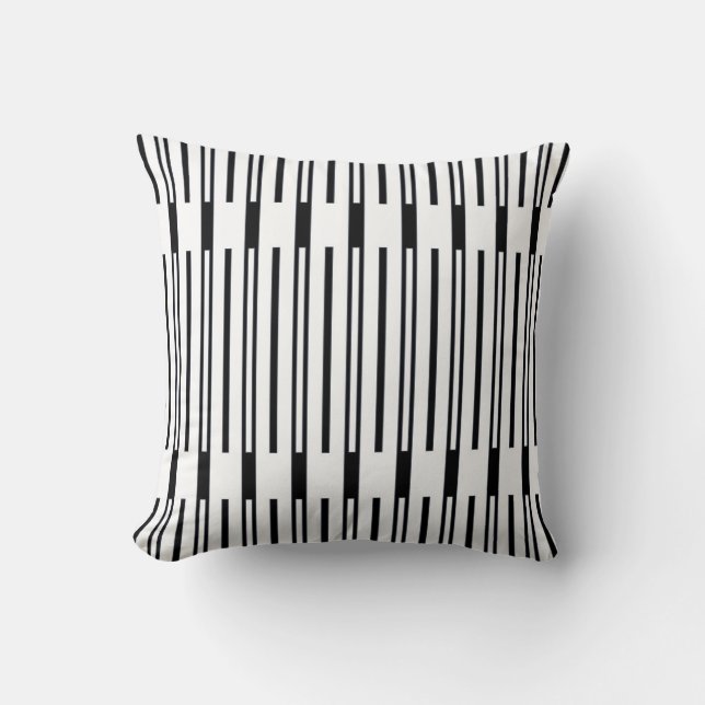 Rayures noires et blanches modernes sur le coussin (Recto)