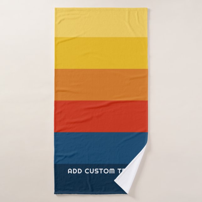 Rayures Rétro Sunset avec un nom Simple Sans Serif (Serviette de bain)