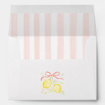 Rayures Rose Pastel Branches de Citron Avec Nœud