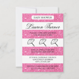 Rayures roses et blanches - Invitation Baby Shower