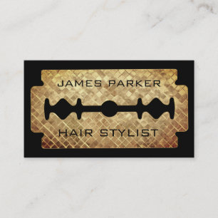 Razard Blade Gold Imitate Barber Hair Stylist Busi Visitenkarte