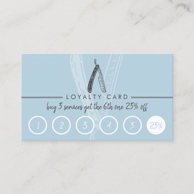 Razor Barber Men Coiffure Friseur Blue Loyalty Visitenkarte (Vorderseite)