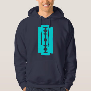 Razor Blade - Cyan on Dark Hoodie