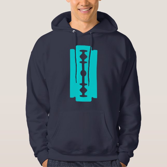 Razor Blade - Cyan on Dark Hoodie (Vorderseite)