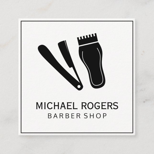 Razor & Hair Clippers Quadratische Visitenkarte (Vorderseite)
