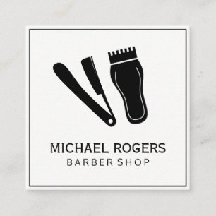 Razor & Hair Clippers Quadratische Visitenkarte